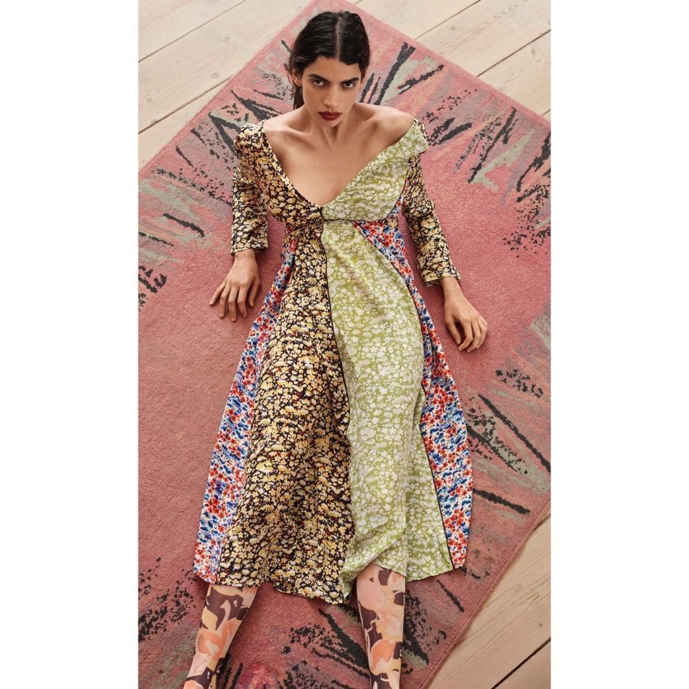 NWT Stine Goya 100%silk Maca Paneled midi dress